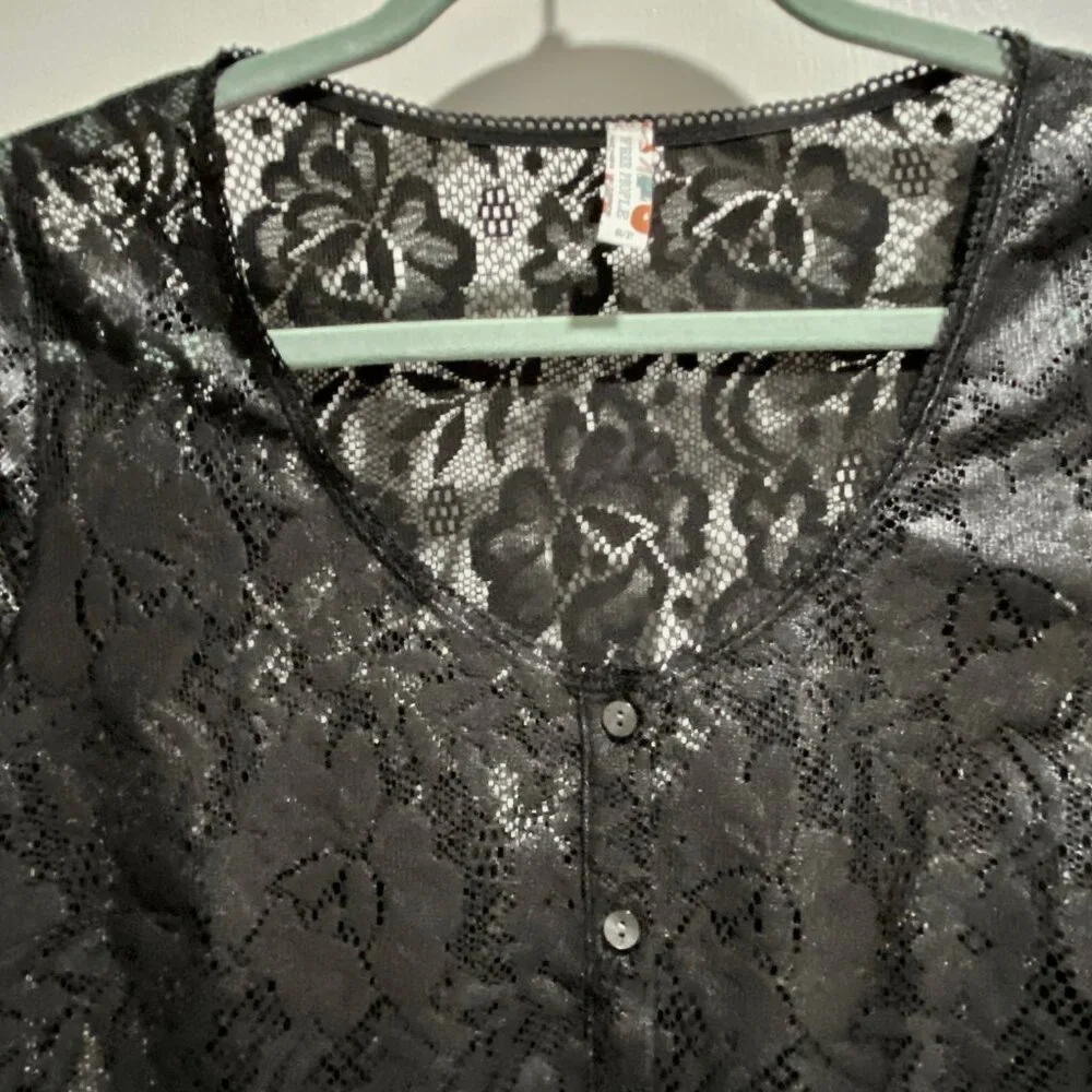 (5) Free People Y2K Dark Romantic Whimsigoth Boho Sheer Lace Peplum Layer Top S